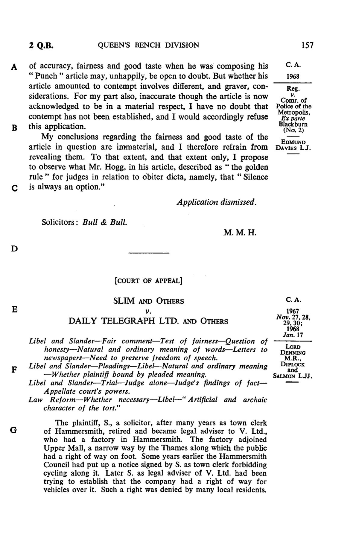 SLIM AND Others v. Daily Telegraph LTD. AND Others [1968] 2 Q.B. 157