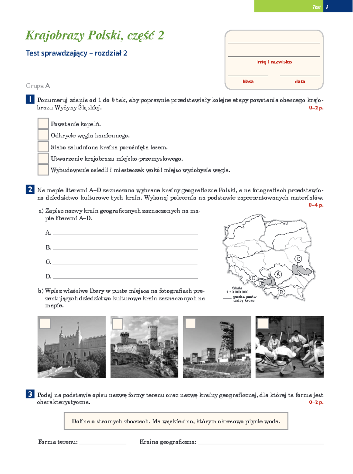 Krajobrazy Polski Sprawdzian Klasa 6