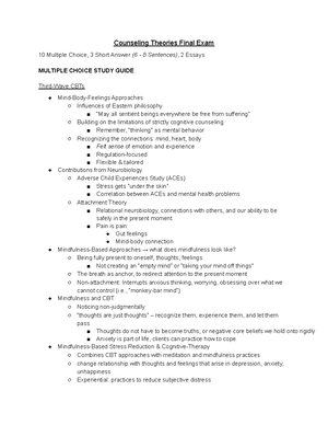 Counseling Theories Exam #1 - Counseling Theories Exam 20 Multiple ...