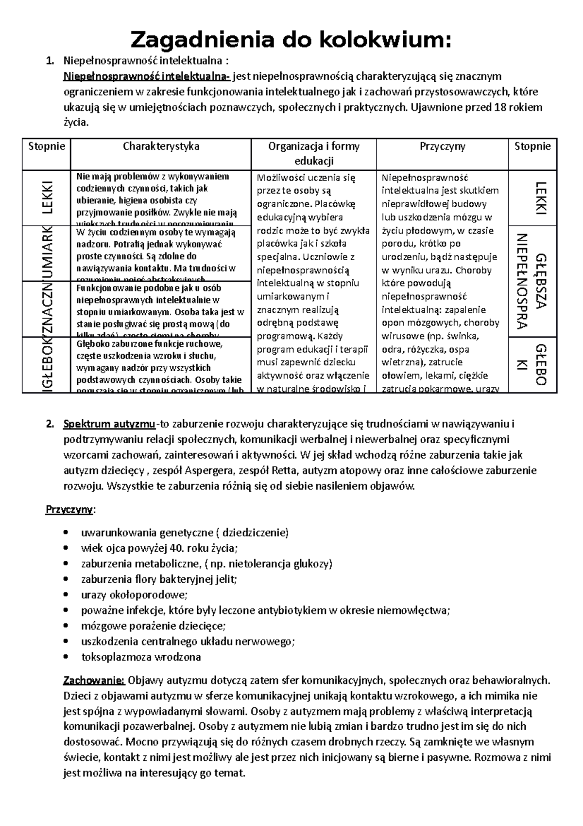 Zagadnienia Do Kolokwium - Zagadnienia Do Kolokwium: Niepełnosprawność ...