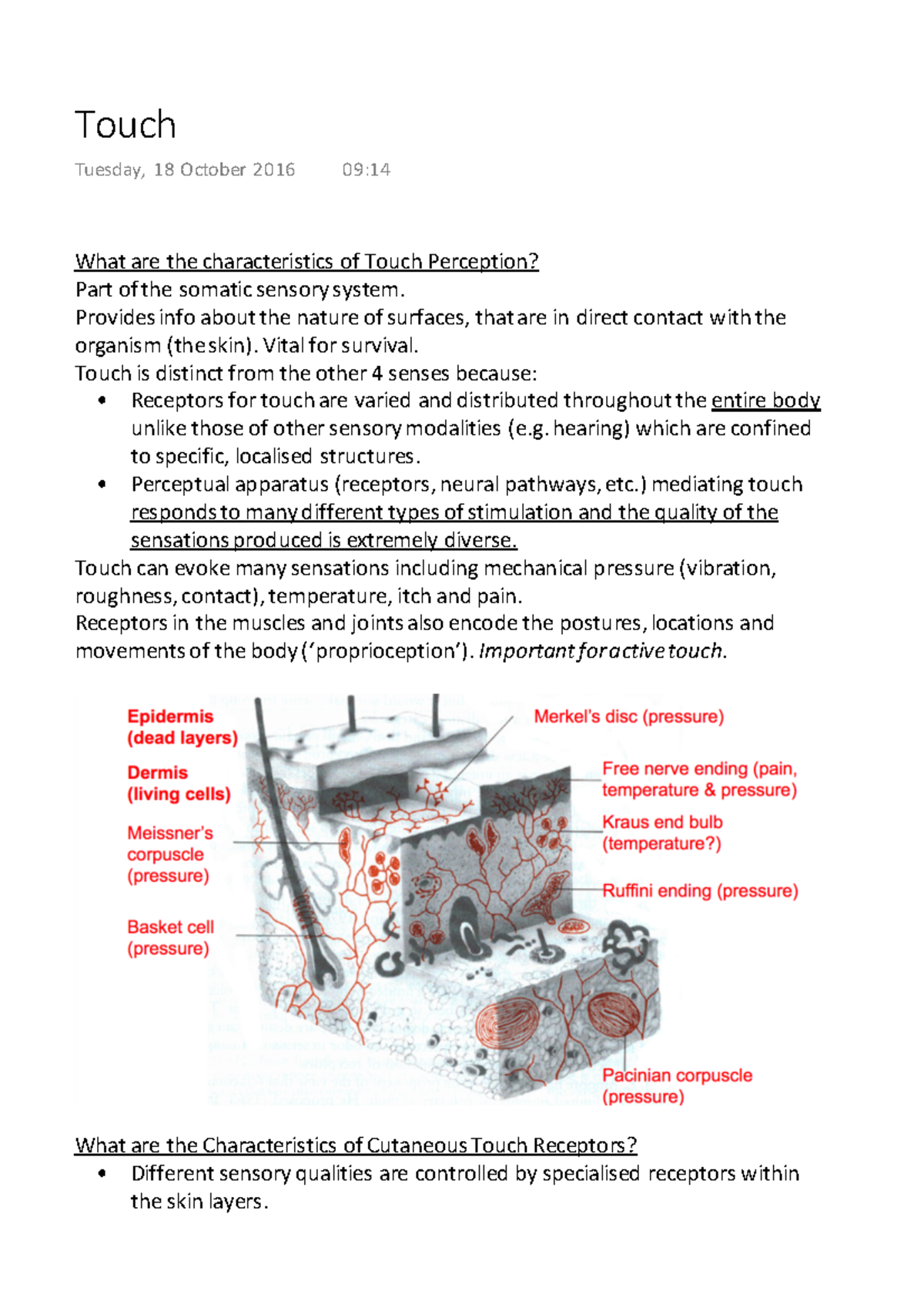 Touch - Lecture note 1-12 - Touch Tuesday, 18 October 2016 09:14 What ...