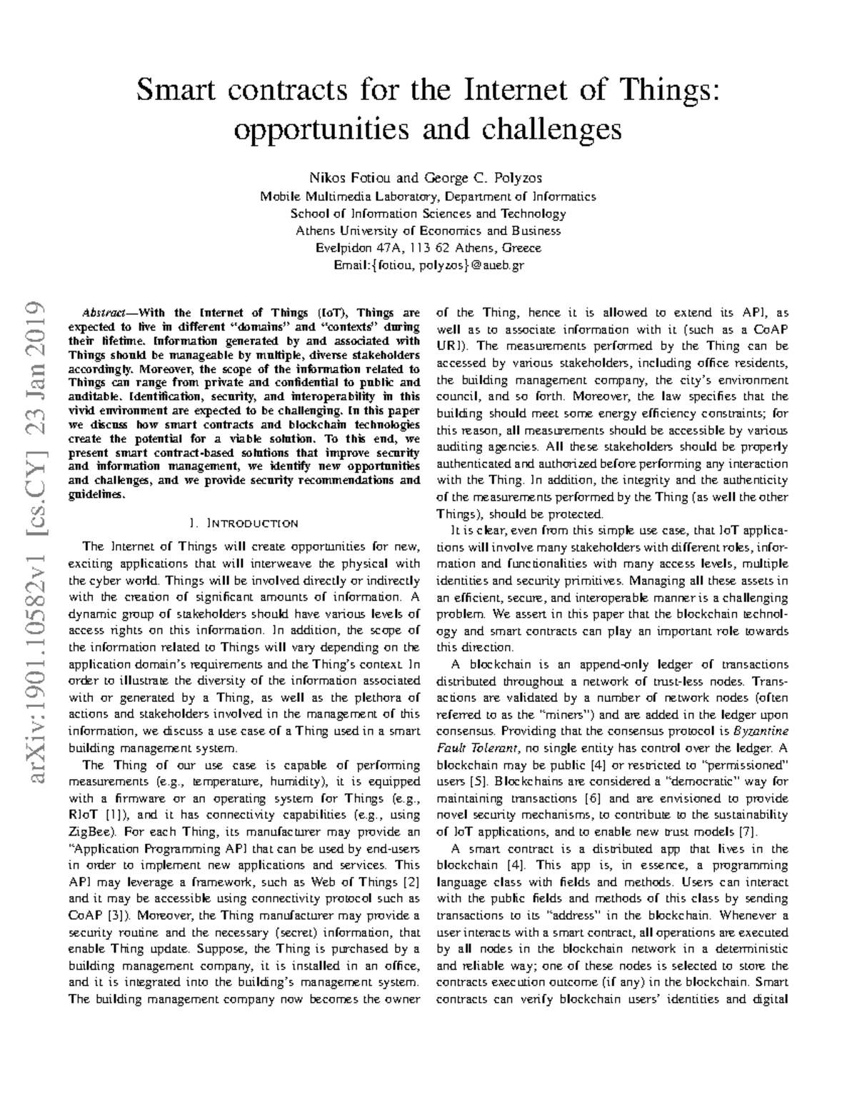 53Smart contracts for the Internet of Things opportunities and ...