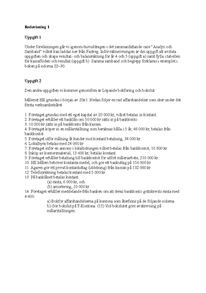 Facit- Redovisning 2022-12-01 - Tentamen 2022-12- Preliminärt Facit ...