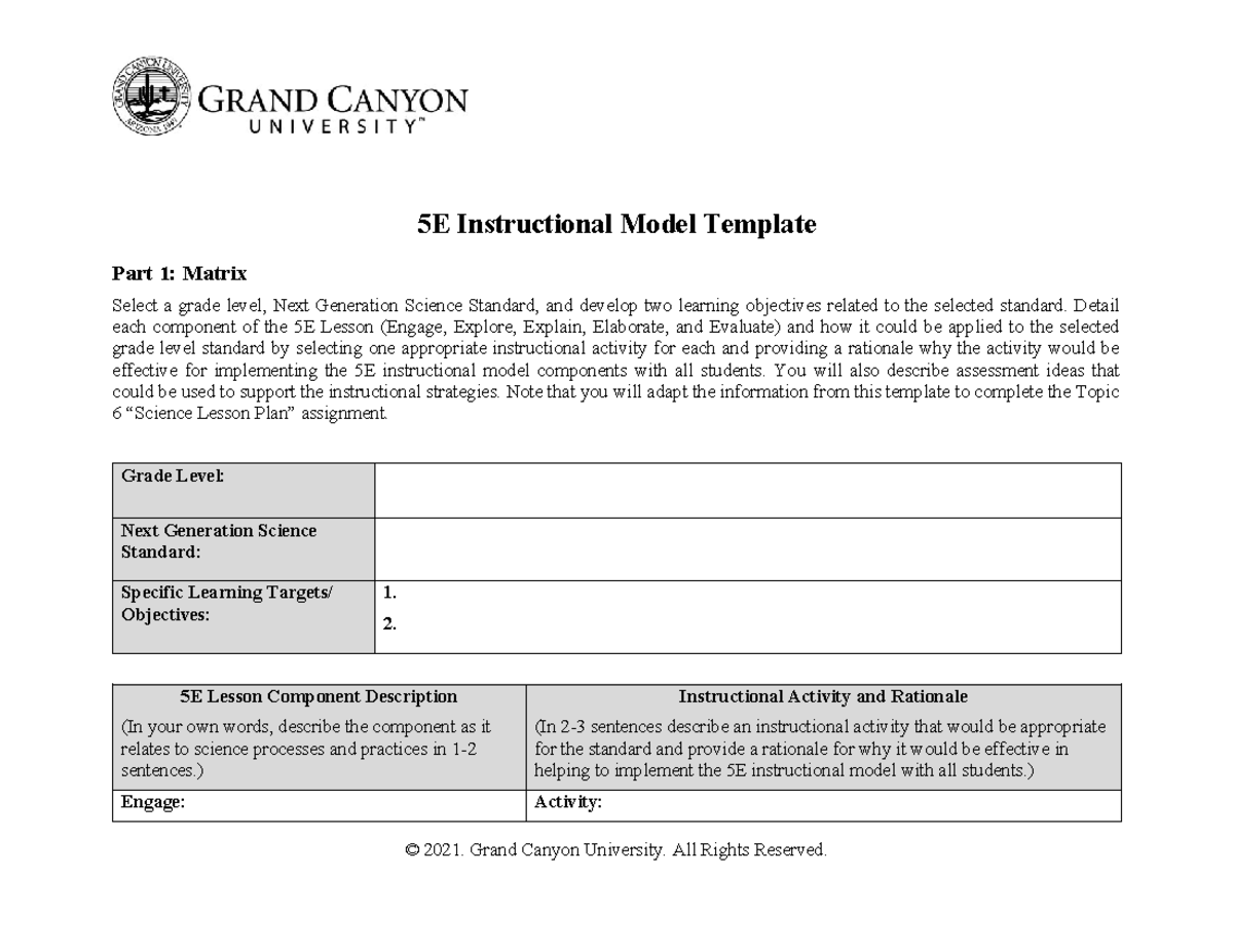 ELM 361 RS 5E Instructional Model Template 3 - 5E Instructional Model ...