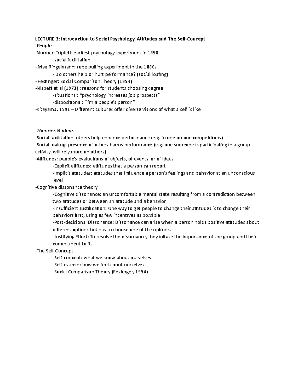 Summary notes for Introduction to Social Psychology, Attitudes and The ...
