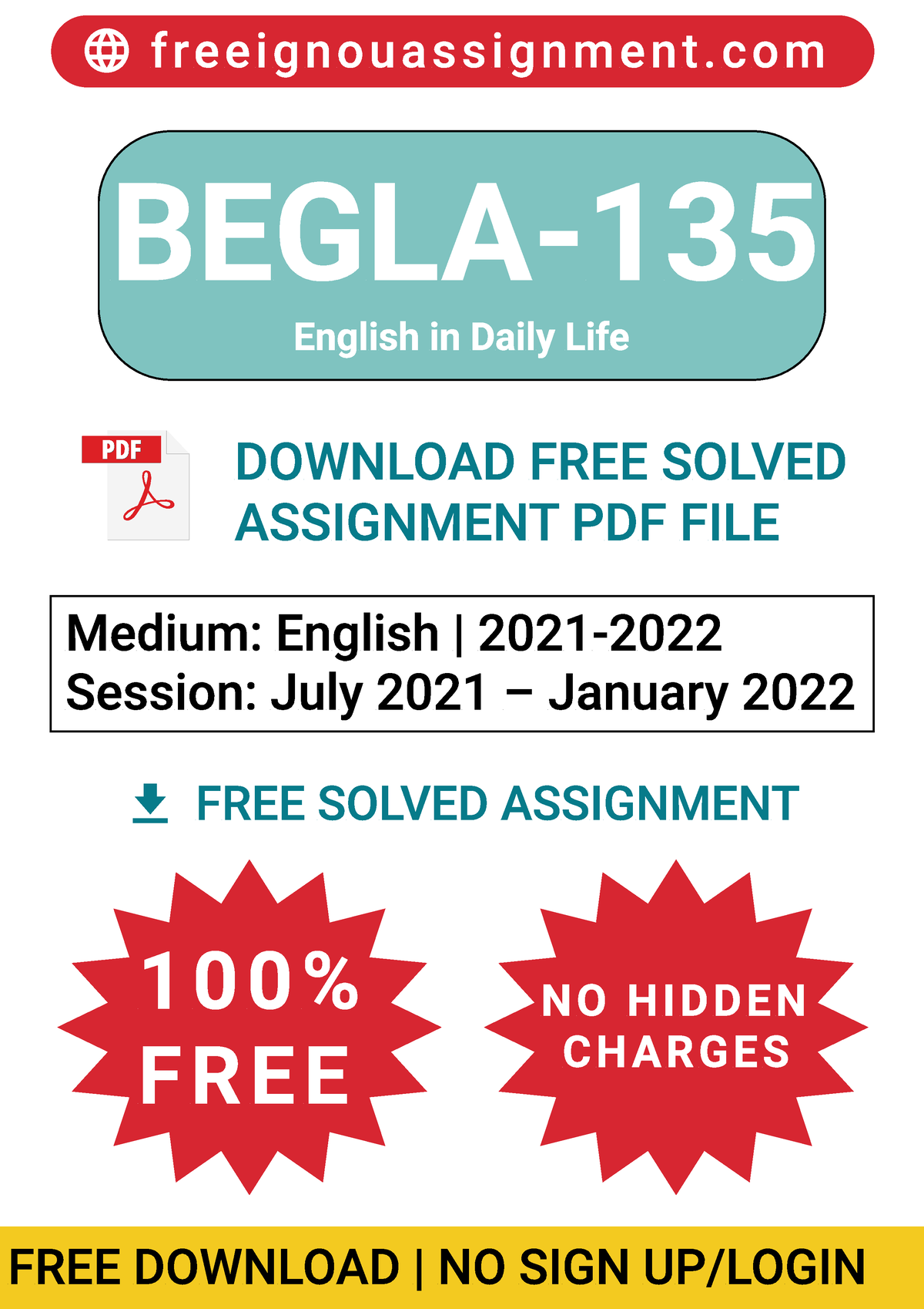 begla 135 solved assignment 2021 22