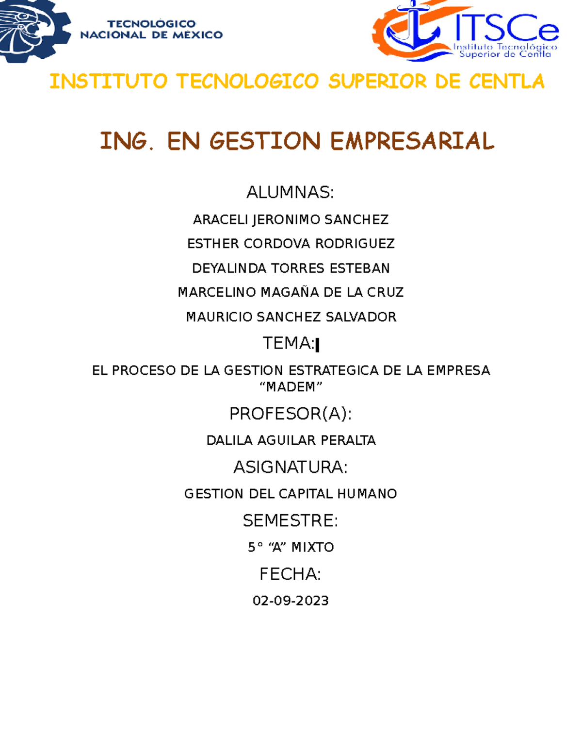 Investigacion De La Gestion Del Capital Humano Alumnas Araceli