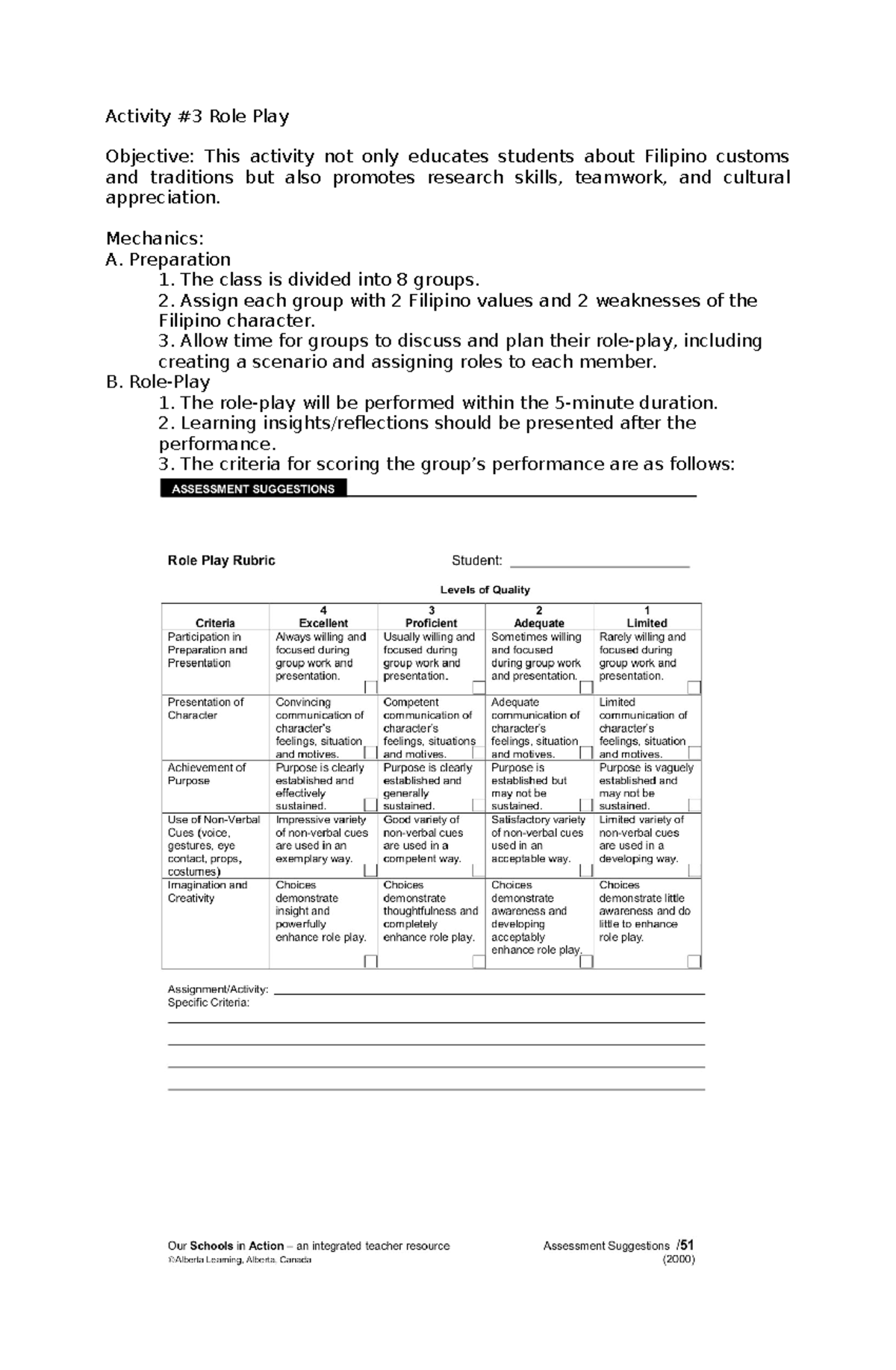 Activity 3 Role Play-2 - Activity #3 Role Play Objective: This activity ...