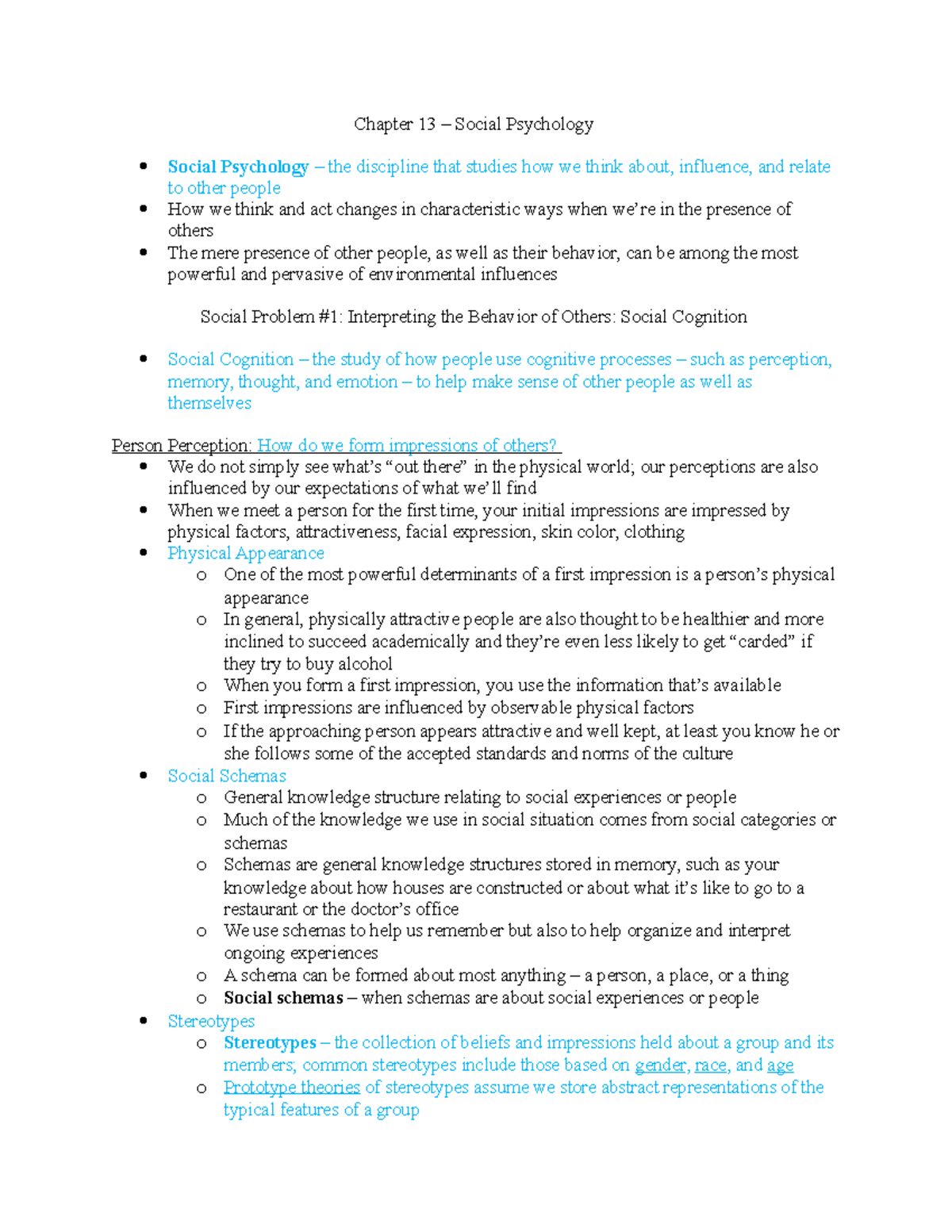 Ch 13 Book Notes - Chapter 13 – Social Psychology Social Psychology ...