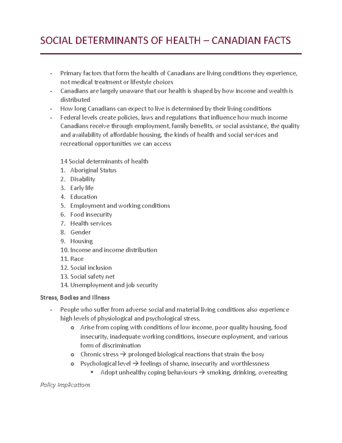 Social Determinants OF Health- Facts - SOCIAL DETERMINANTS OF HEALTH ...