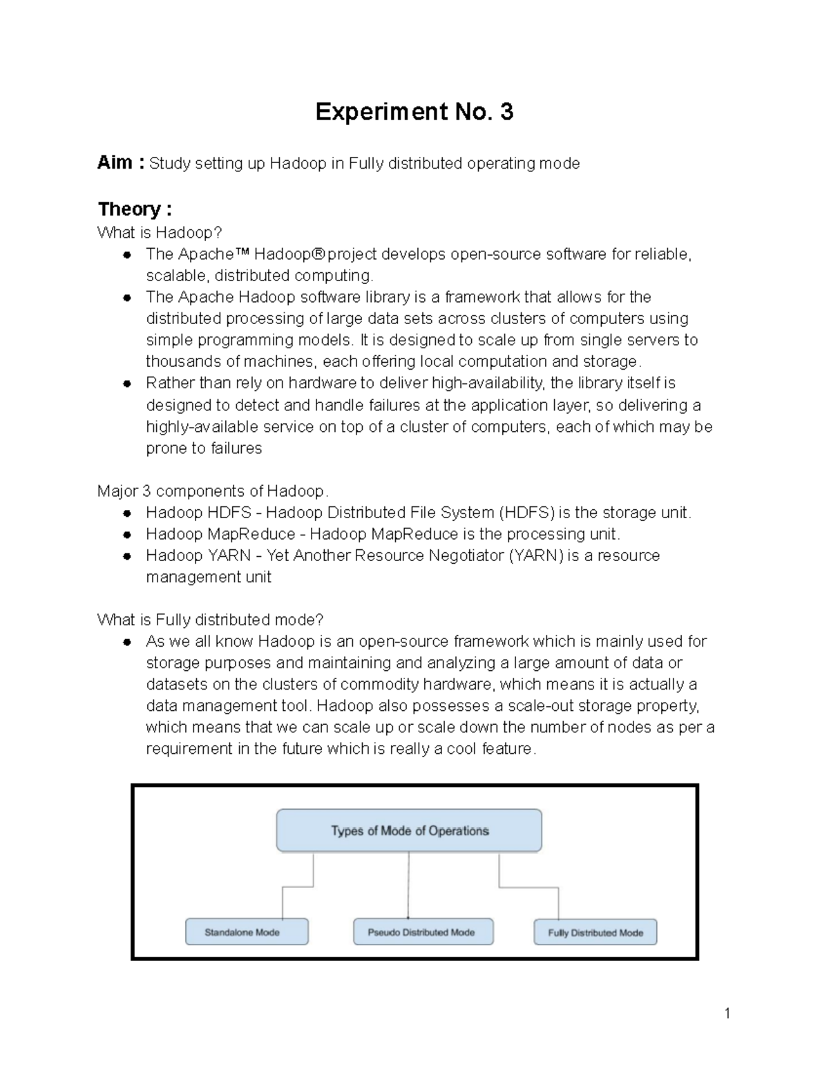 Experiment No. 3 BDA - Study setting up Hadoop in Fully distributed ...