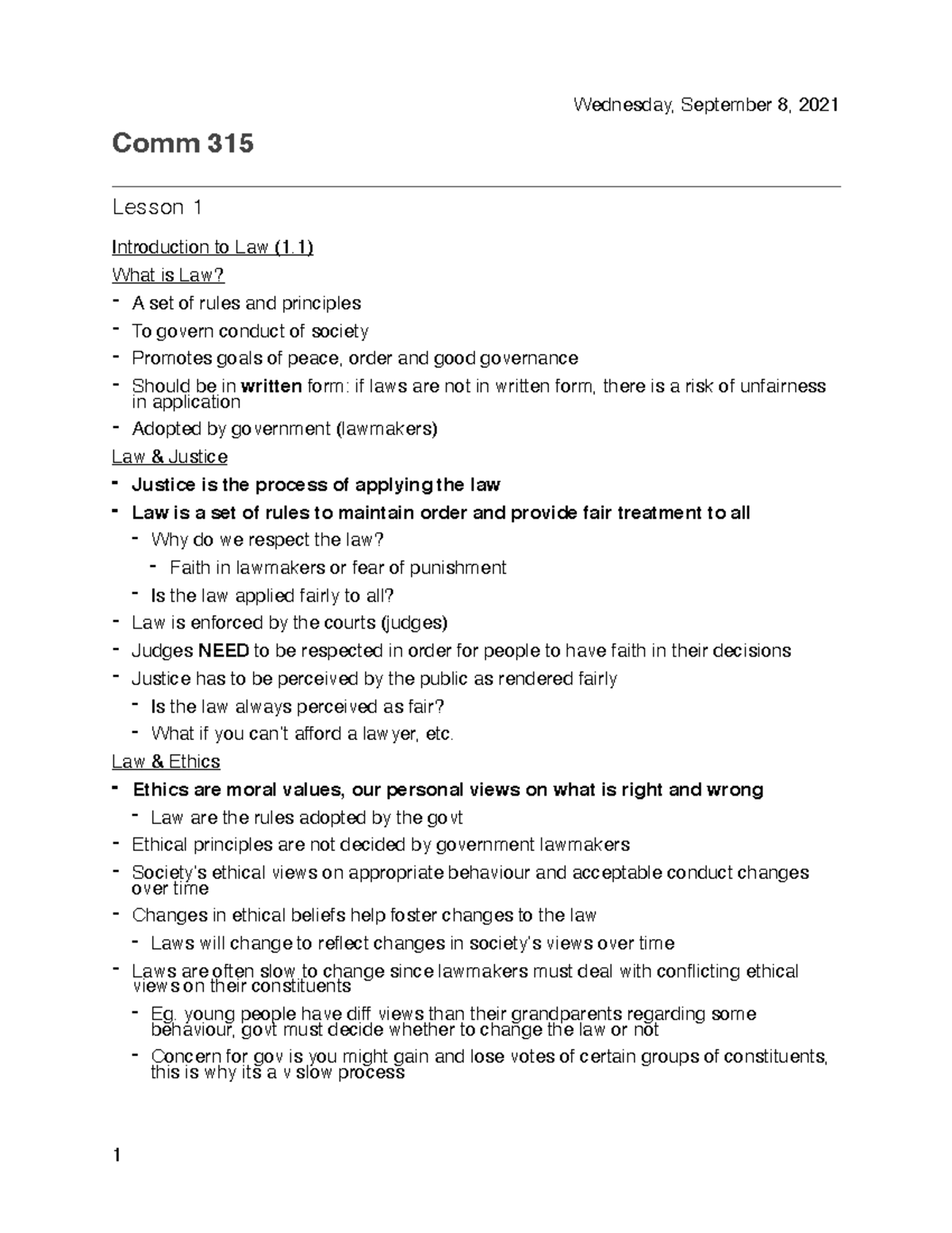 Comm 315 EC full notes - Wednesday, September 8, 2021 Comm 315 Lesson 1 ...