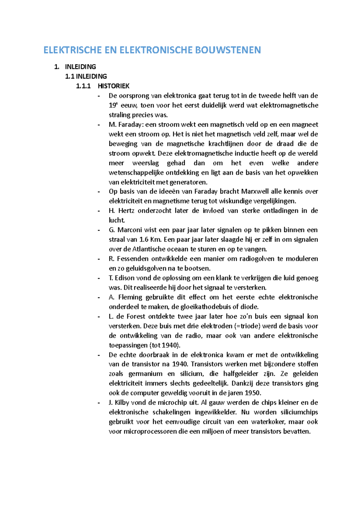 Samenvatting Elektrische En Elektronische Bouwstenen - Hoofdstuk 1 T/m ...