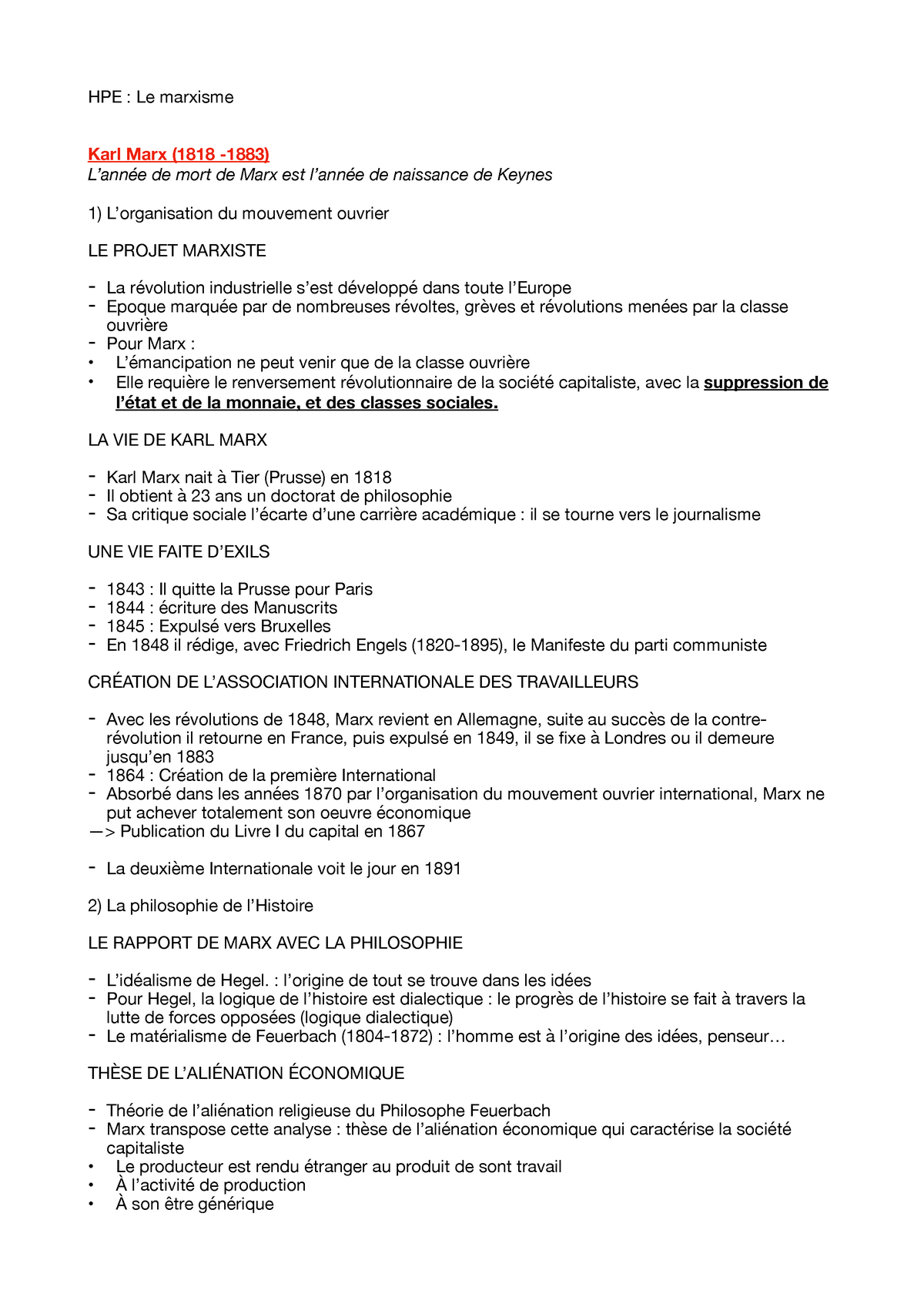 5 - Marxisme - HPE : Le Marxisme Karl Marx (1818 -1883) L’année De Mort ...