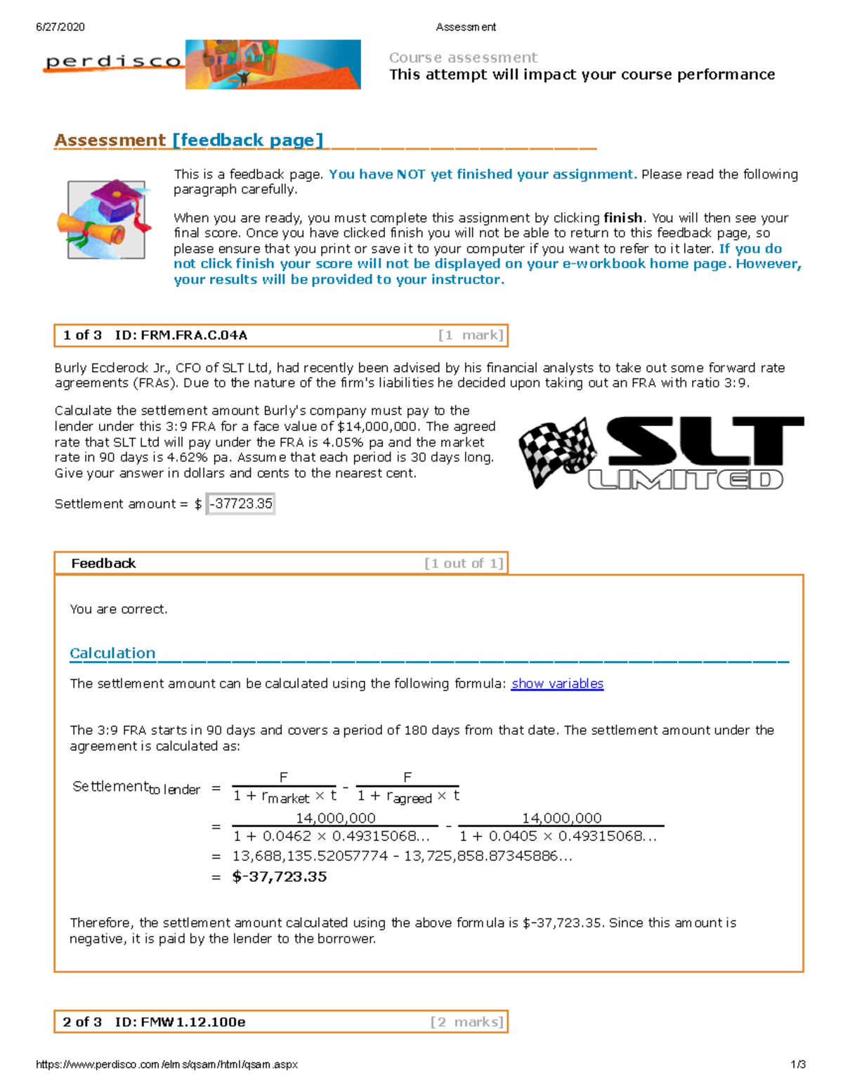 Perdisco Assignment 7 - 6/27/2020 Assessment perdisco/elms/qsam/html ...
