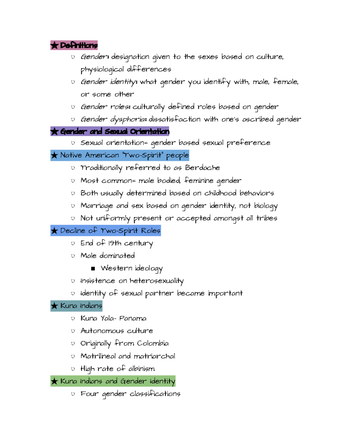 Gender Identity Lecture notes! These will help on weekly quizzes and