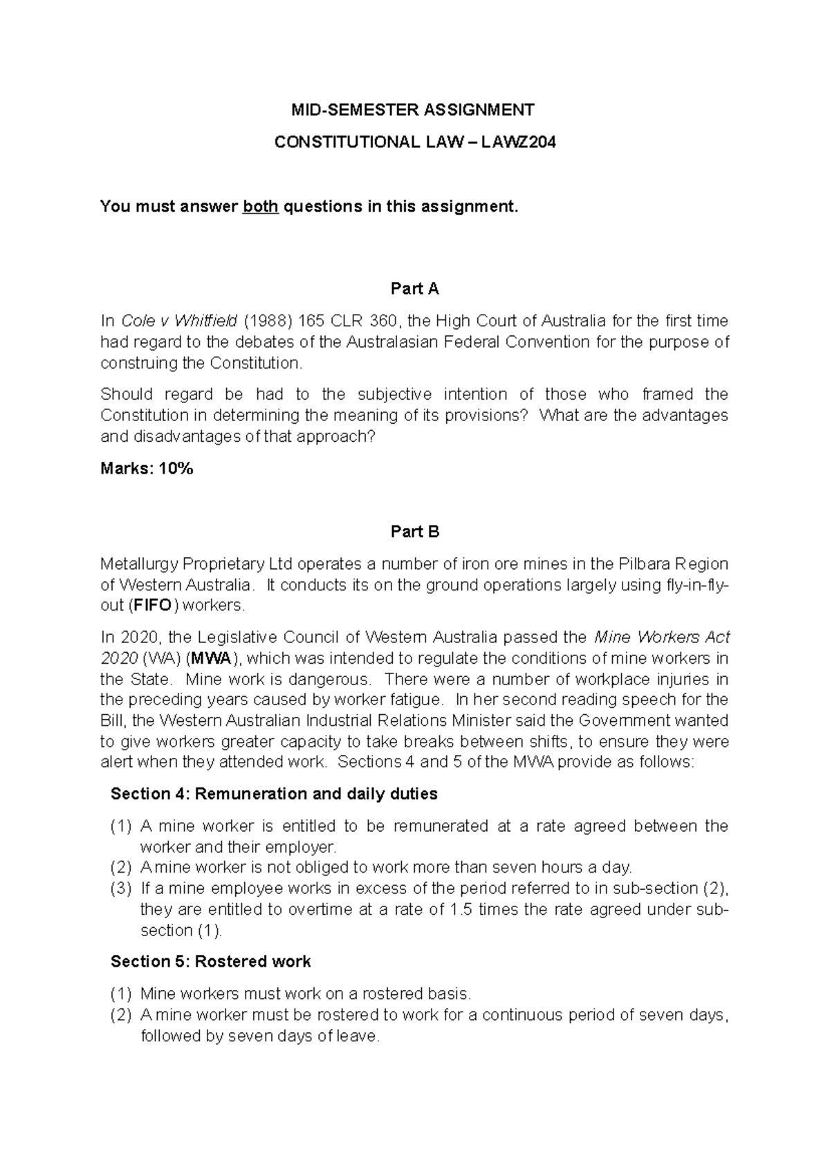 first day assignments smu law