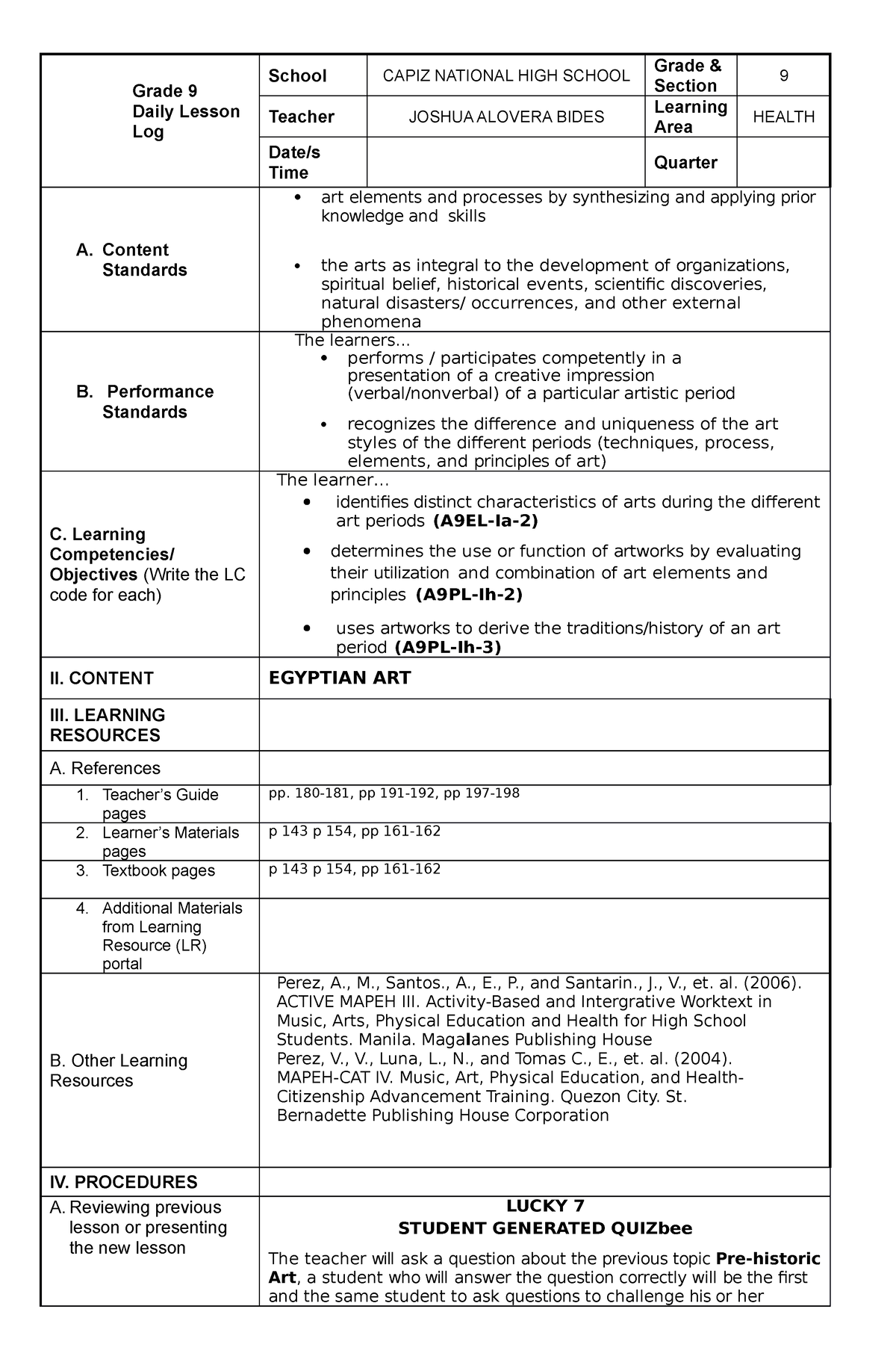 ARTS COT 1st Quarter - nice - Philosophy - CapSU - Studocu