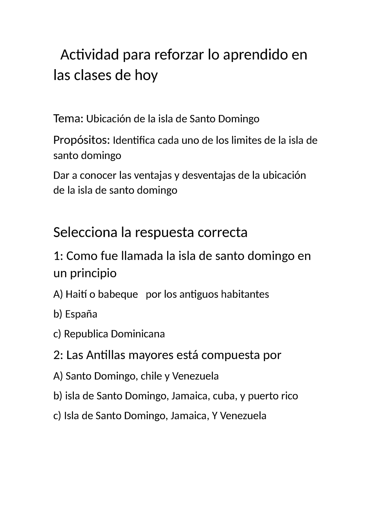 Actividad Para Reforzar Lo Aprendido En Las Clases De Hoy Actividad Para Reforzar Lo Aprendido