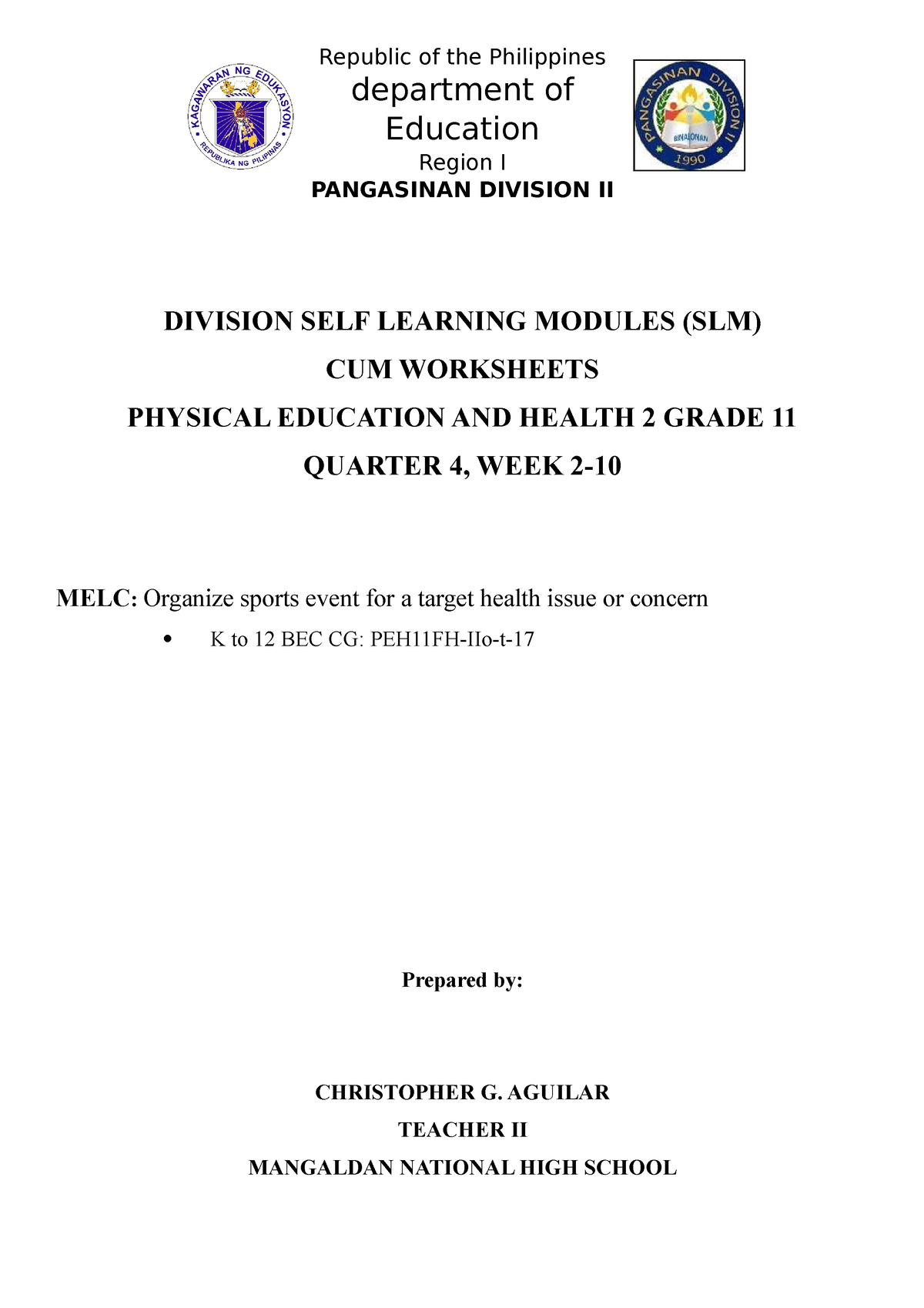 Division Self Learning Modules Peh 2 Melc 7 Division Self Learning Modules Slm Cum 3891