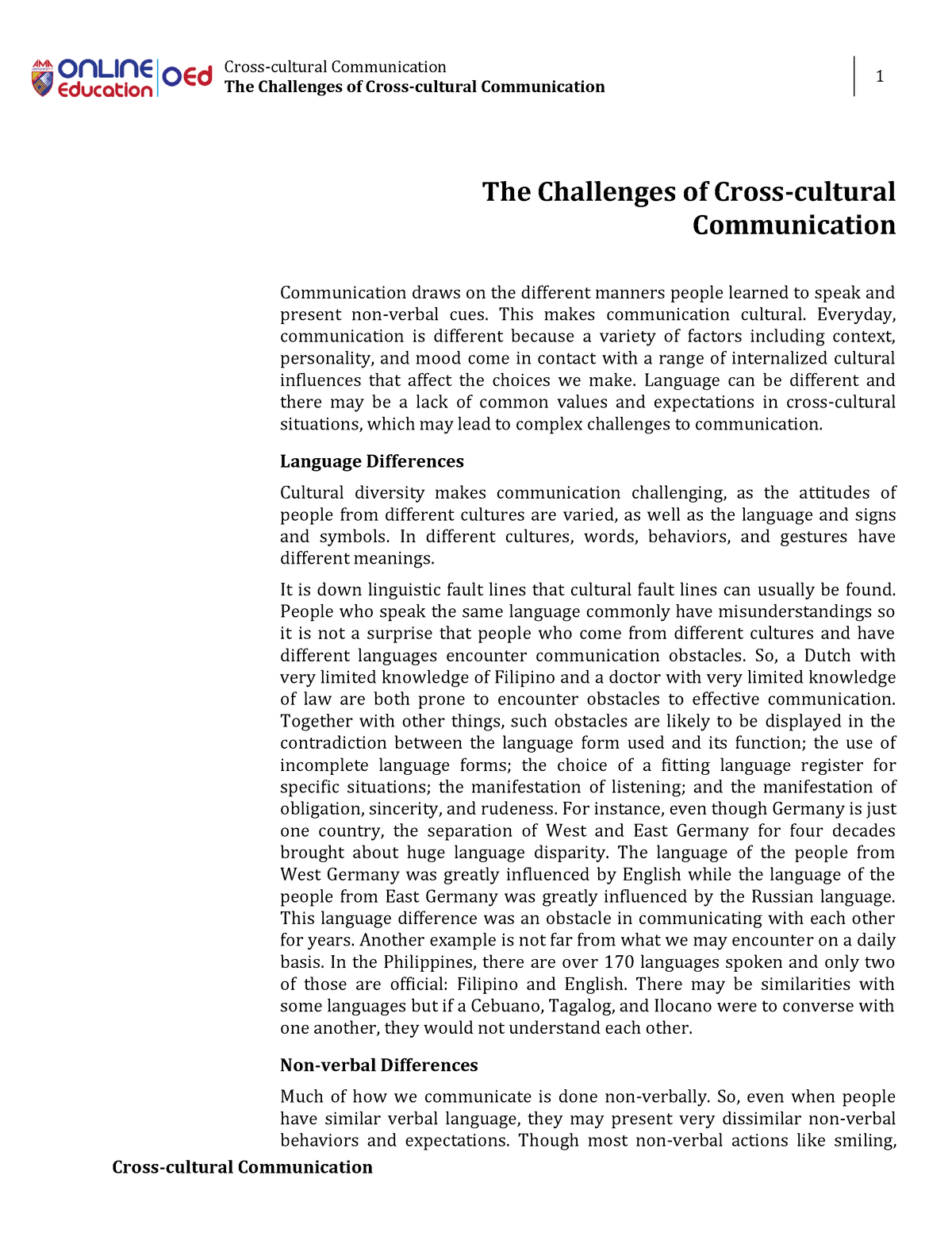 Week012 Cross Cultural Communication The Challengesof Cross Cultural ...