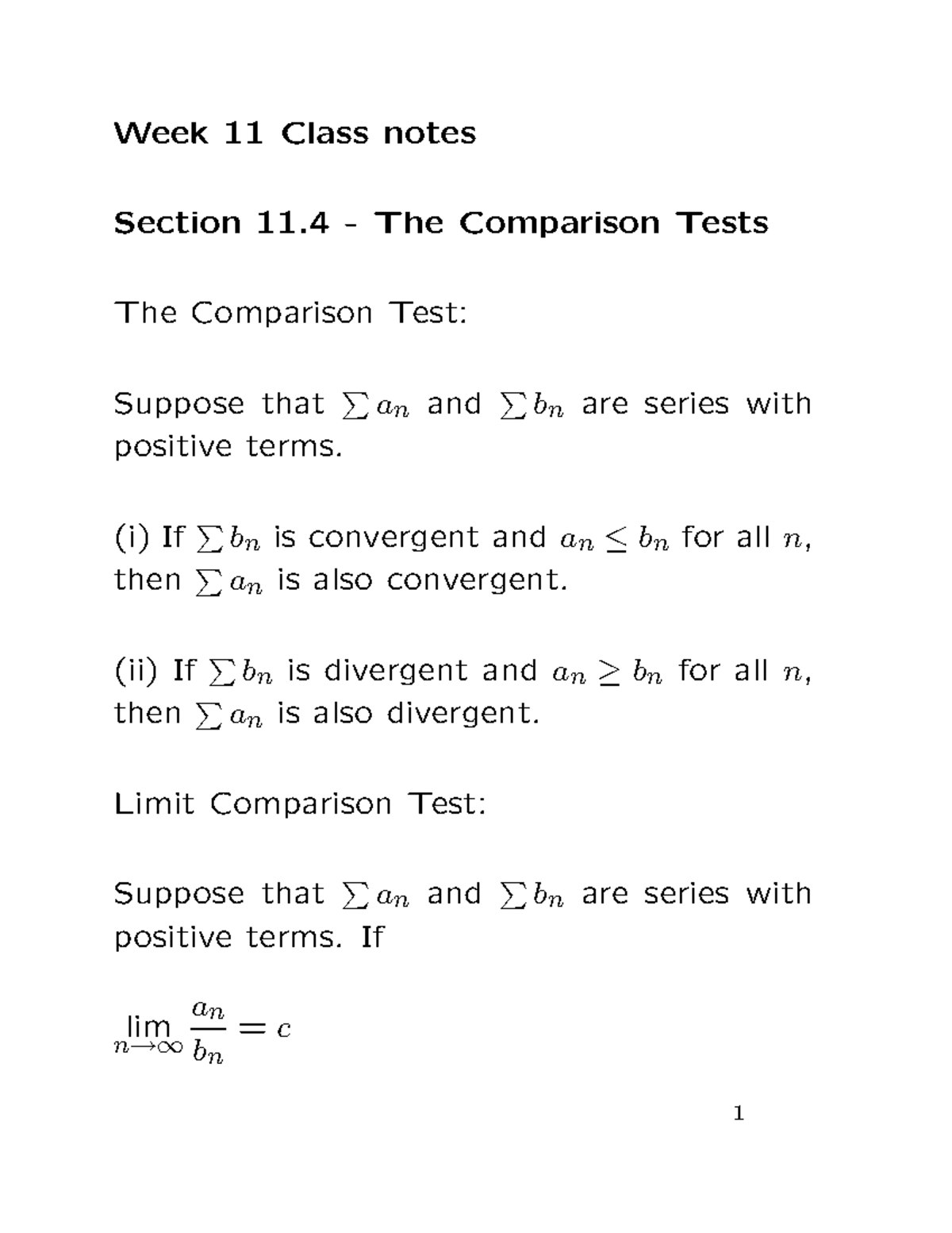 Section 11 - CALC I CONTENT HELP - Week 11 Class notes Section 11 - The ...