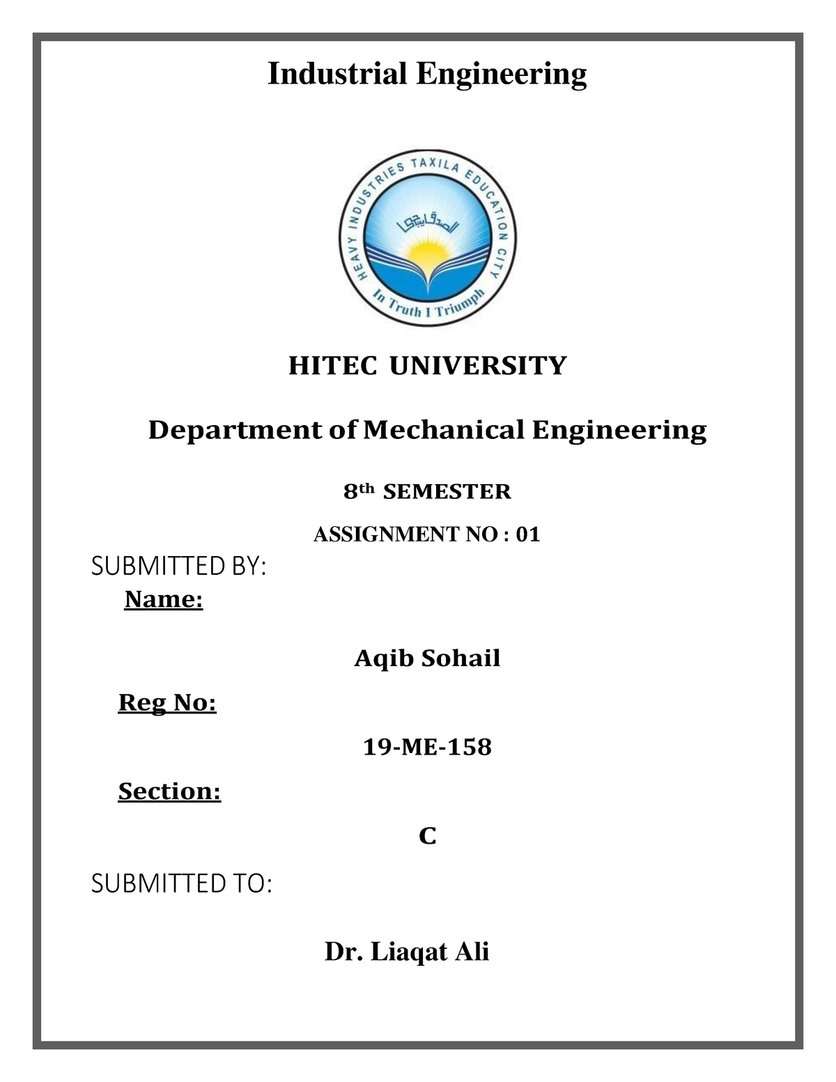 industrial engineering assignment