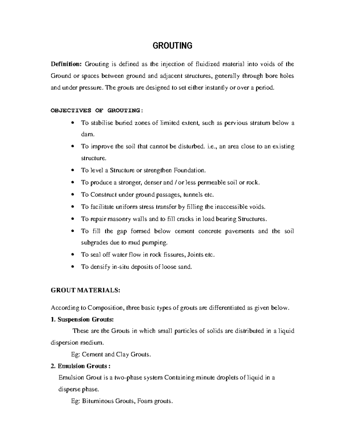 6. Grouting Pdf raa GROUTING Definition Grouting is defined as the