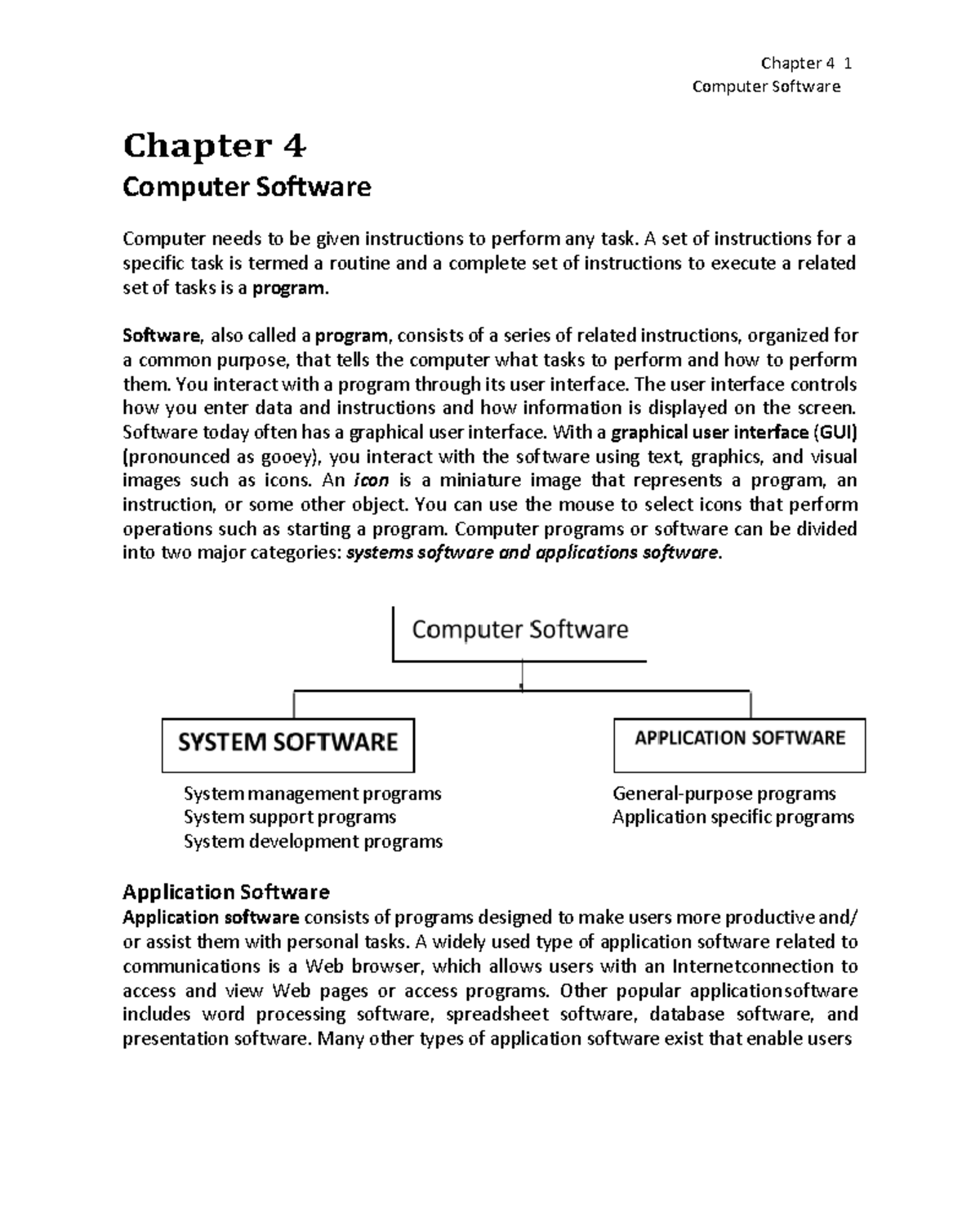 CC101 Unit 4 Pt. 1 - Chapter 4 Computer Software Chapter 4 1 Computer ...