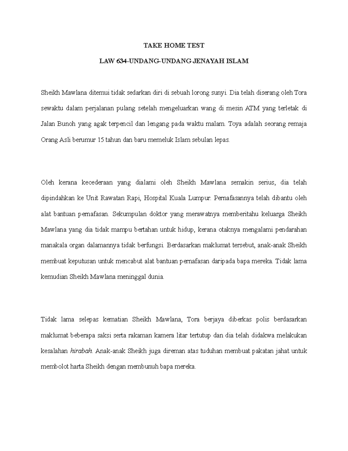 TAKE HOME TEST dlsa - Take home test - TAKE HOME TEST LAW 634-UNDANG ...