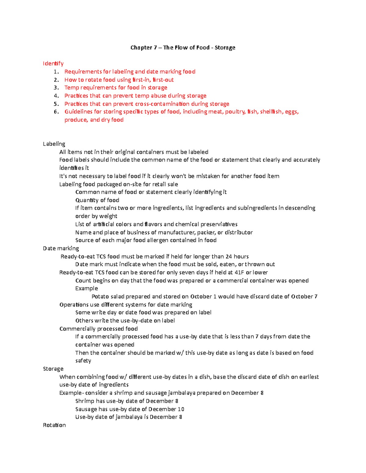 Chapter 7 The Flow of Food Storage Chapter 7 The Flow of Food
