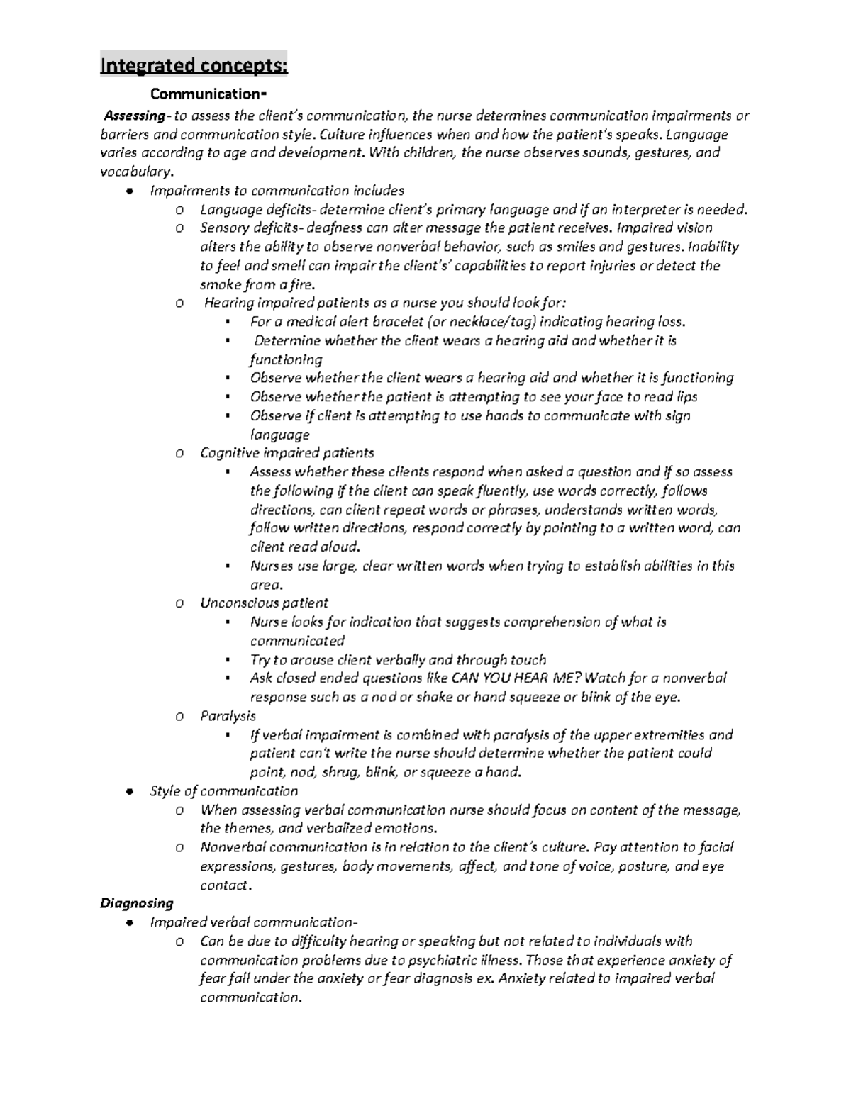 Foundations Final Review - Integrated concepts: to assess the ...