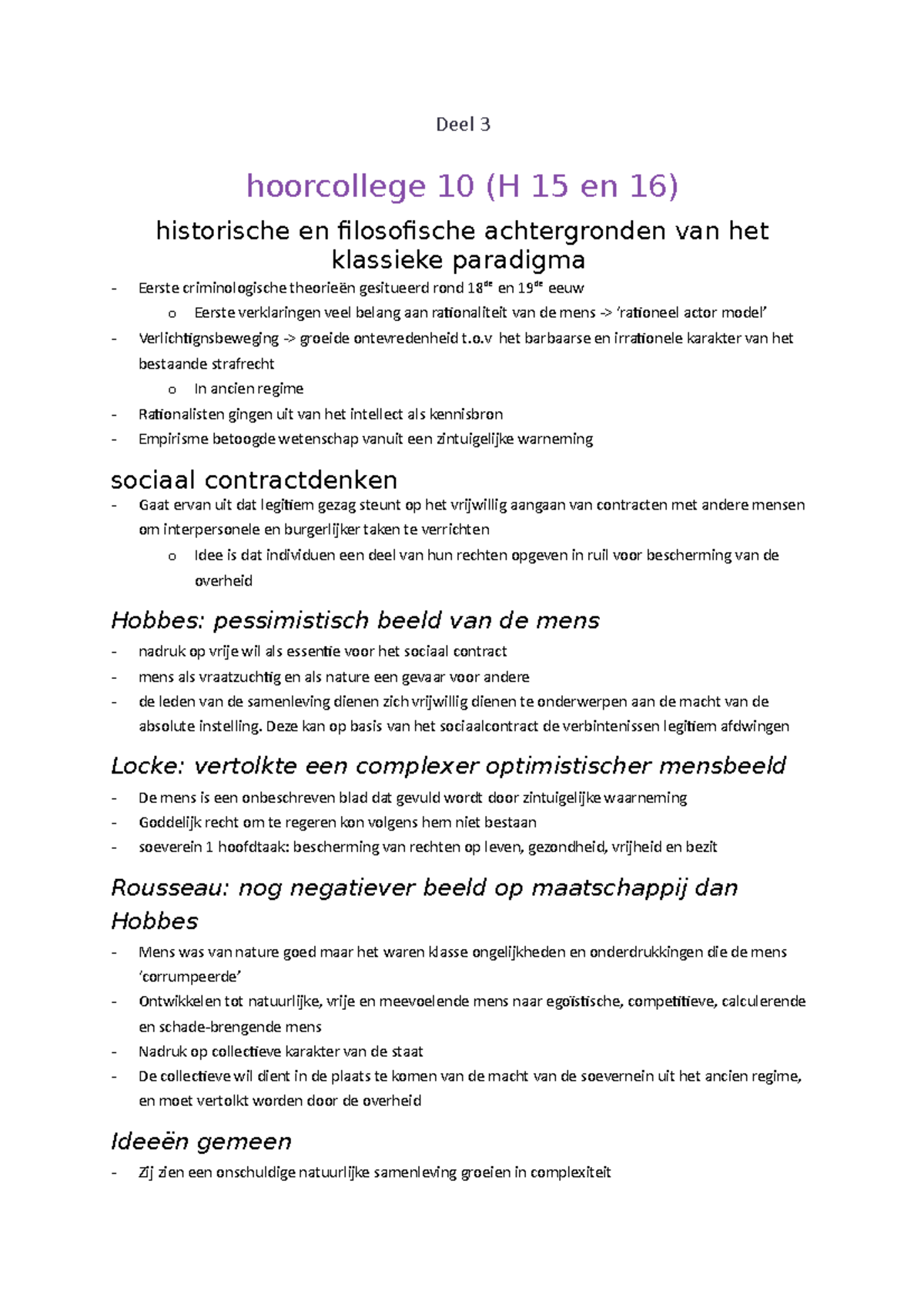 Inleiding In De Criminologie DEEL 3 - Deel 3 Hoorcollege 10 (H 15 En 16 ...