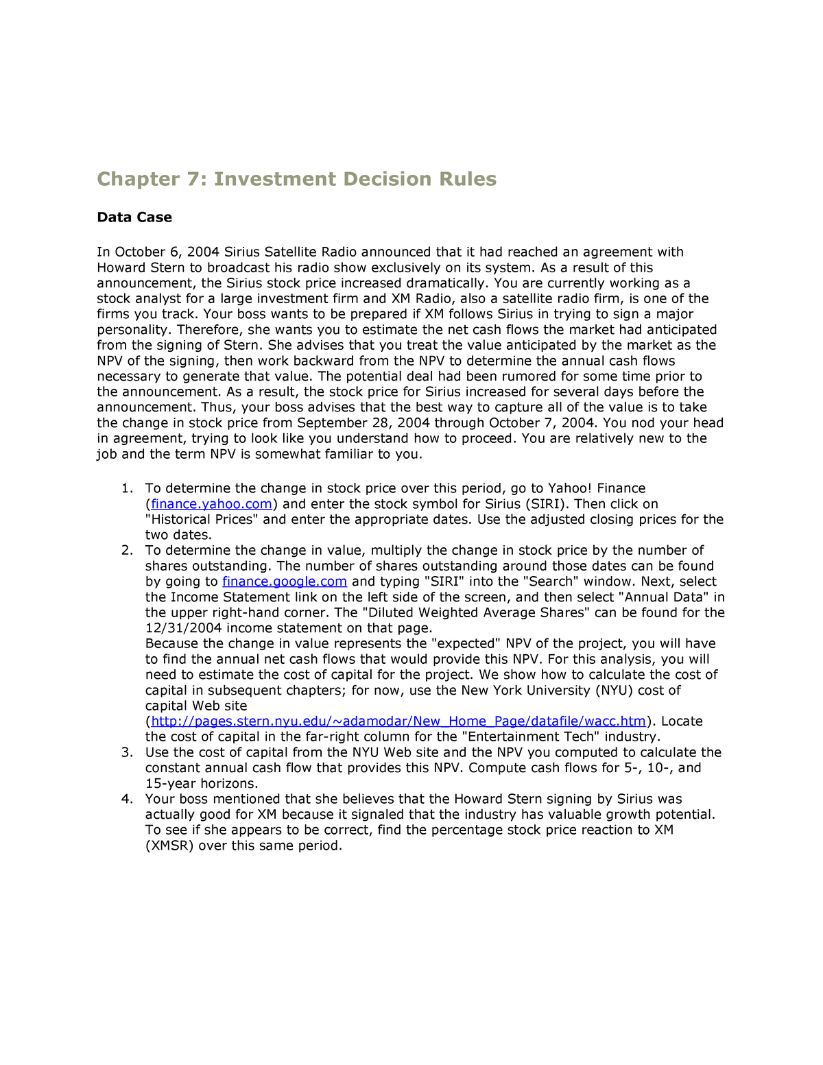 corporate finance case study orange computers