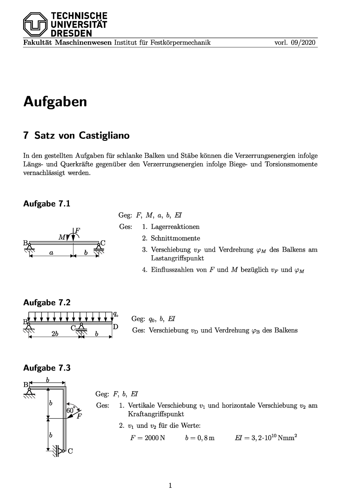 TM FL2 Aufgaben 7 - Technische Mechanik – Festigkeitslehre - Studocu