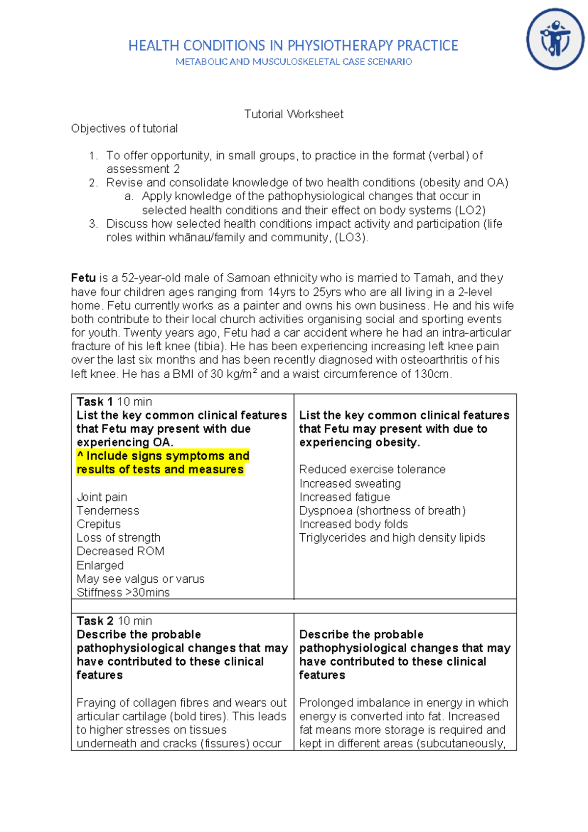 2024 HCPP Week 9 Lab - 2122 - HEALTH CONDITIONS IN PHYSIOTHERAPY ...