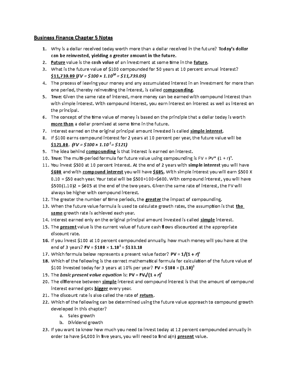 Business Finance Chapter 5 Notes Business Finance Chapter 5 Notes 1
