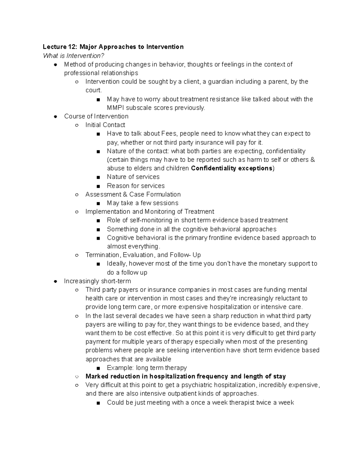 Clinical Psych Unit 3 - Lecture notes and study guide - Lecture 12 ...