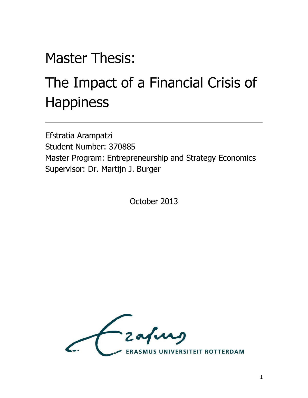 financial crisis master thesis