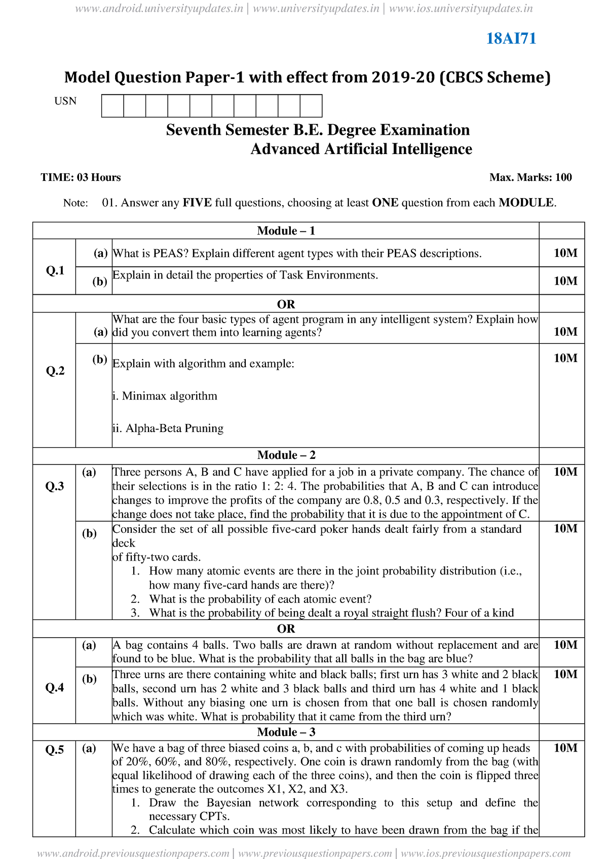 18AI71 - Gggggggggg - 18AI Model Question Paper-1 With Effect From 2019 ...