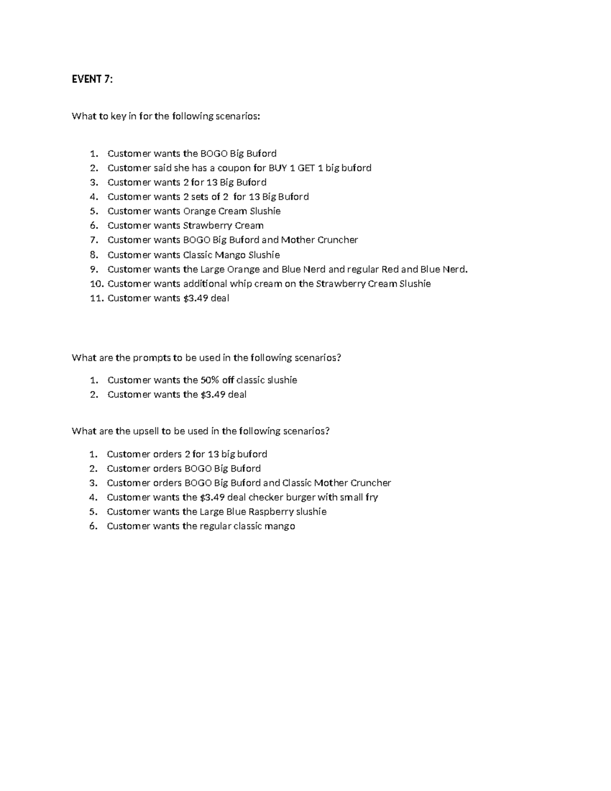 Guide for ATs recording for event 7 - EVENT 7: What to key in for the ...