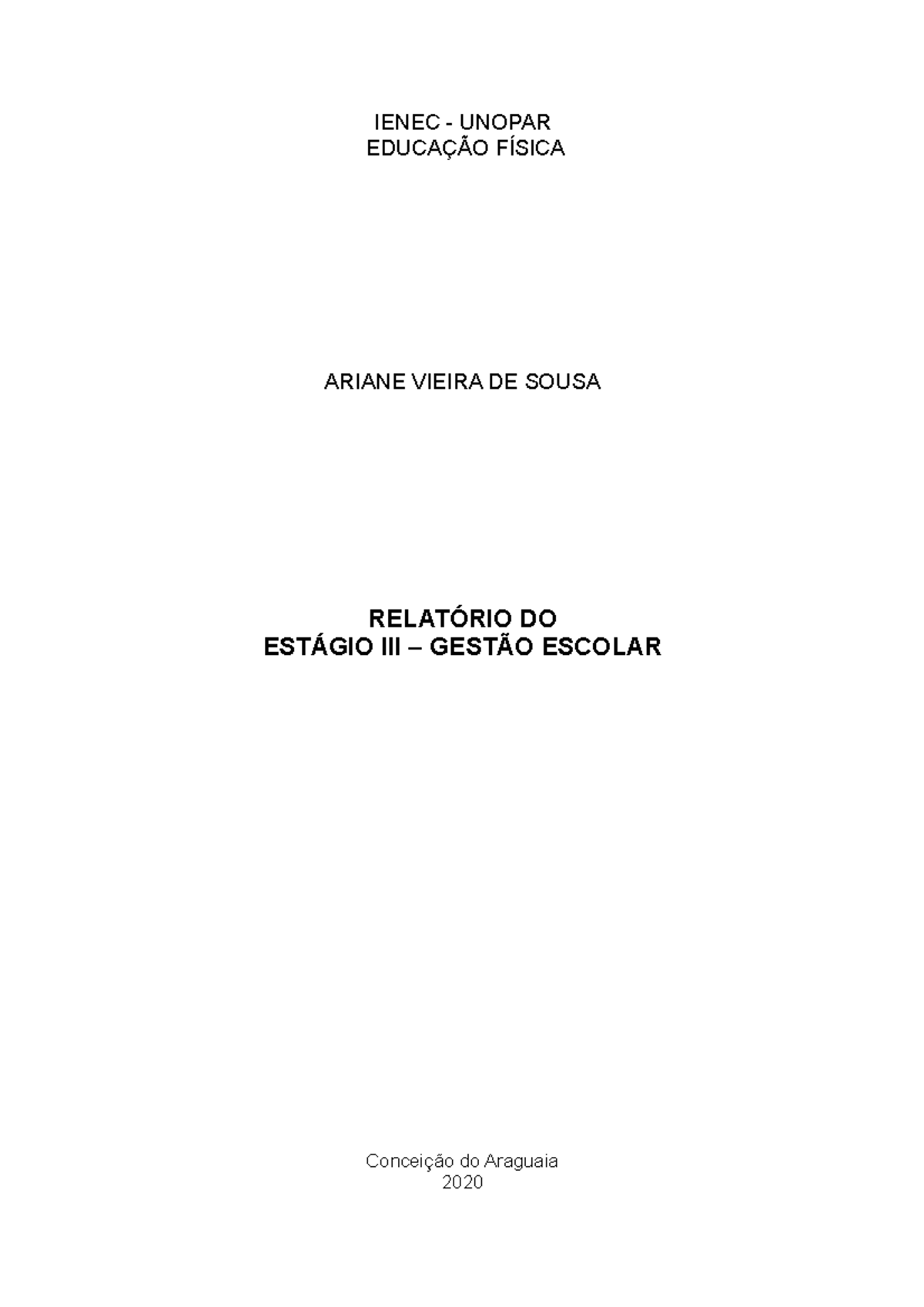 Estágio Curricular Obrigatório Iii Gestão Educacional E Espaços Não Escolares