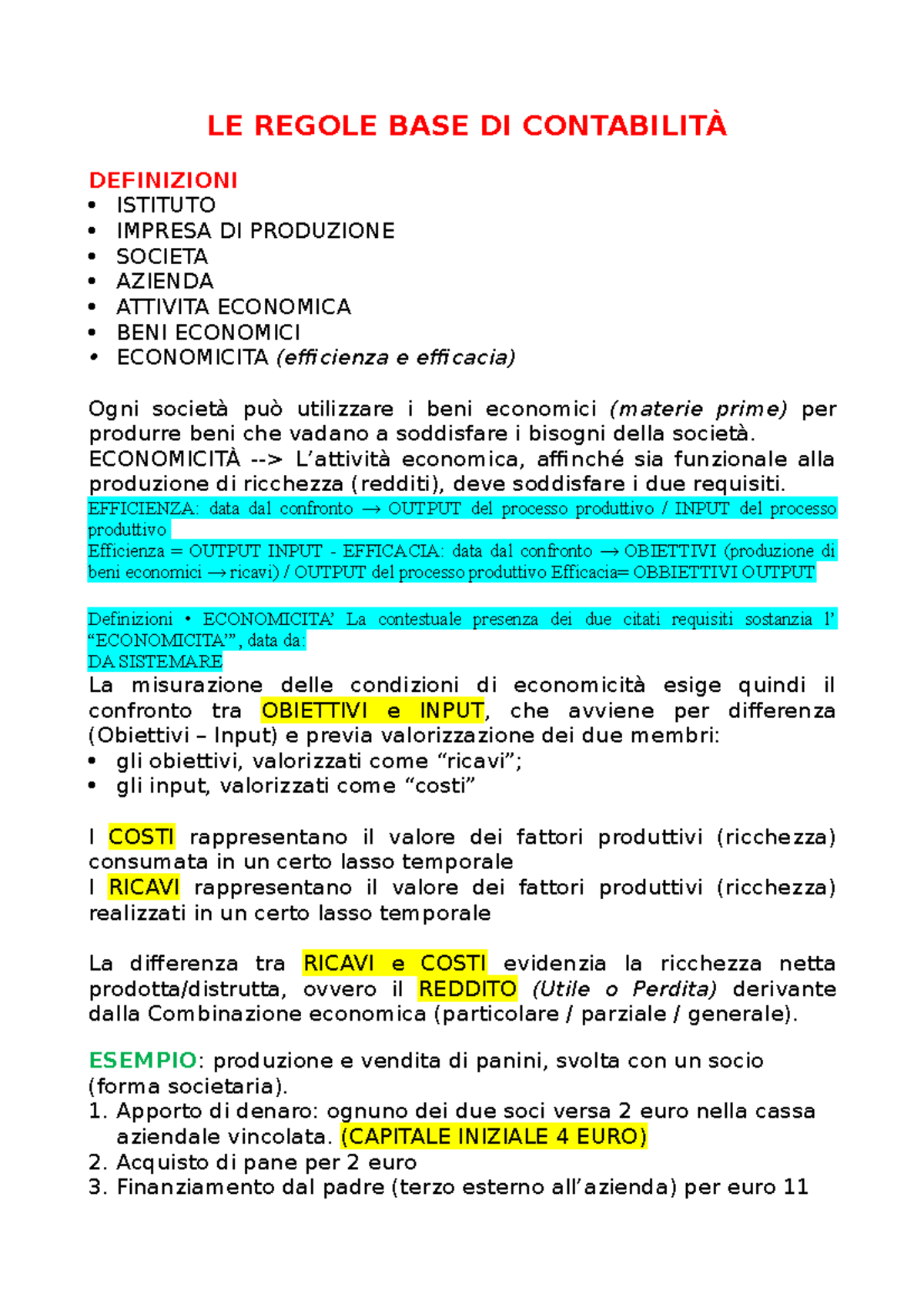 Appunti Per Esame Di Economia Aziendale (parte Contabilità) - Studocu