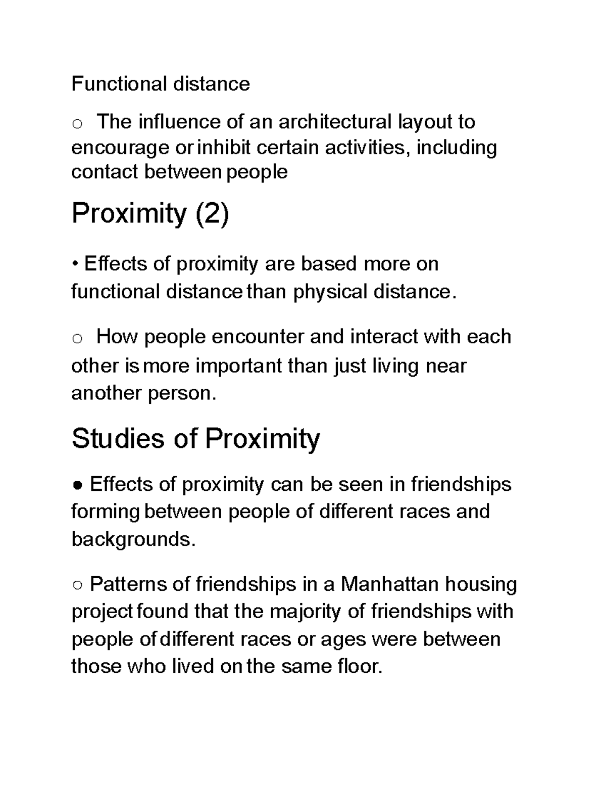 Social Psych 9 - Functional distance o The influence of an ...