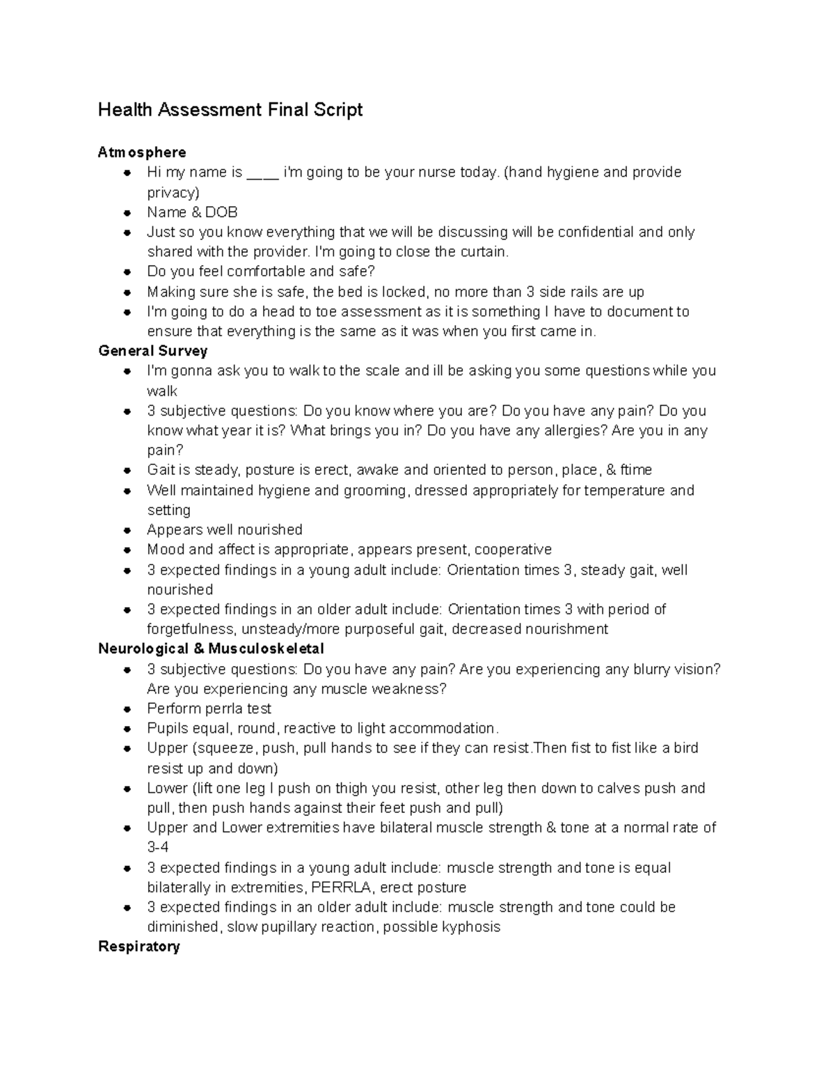 Health Assessment Final Script - Health Assessment Final Script ...