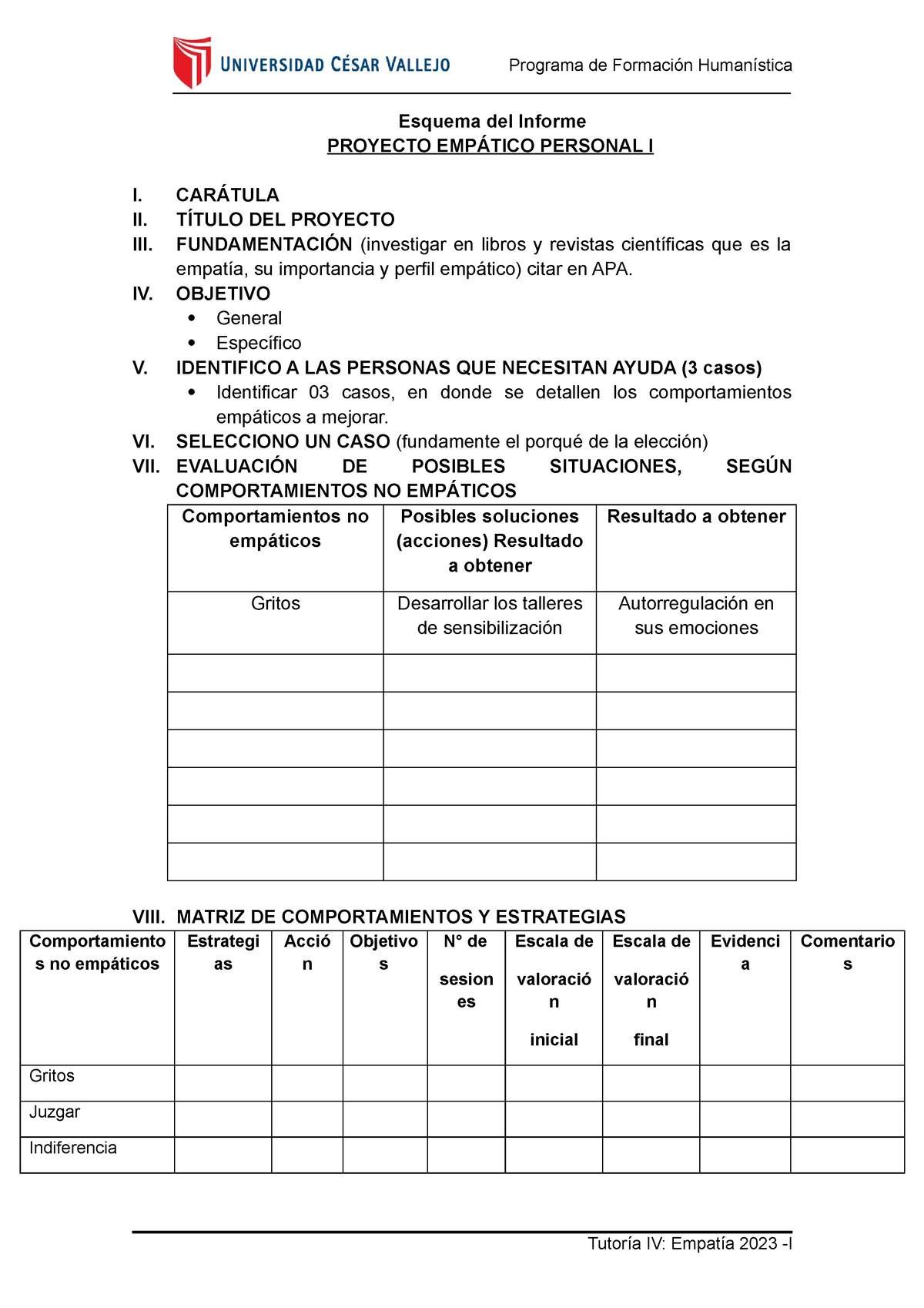 Tutoria Empatia - Programa De Formación Humanística - Studocu