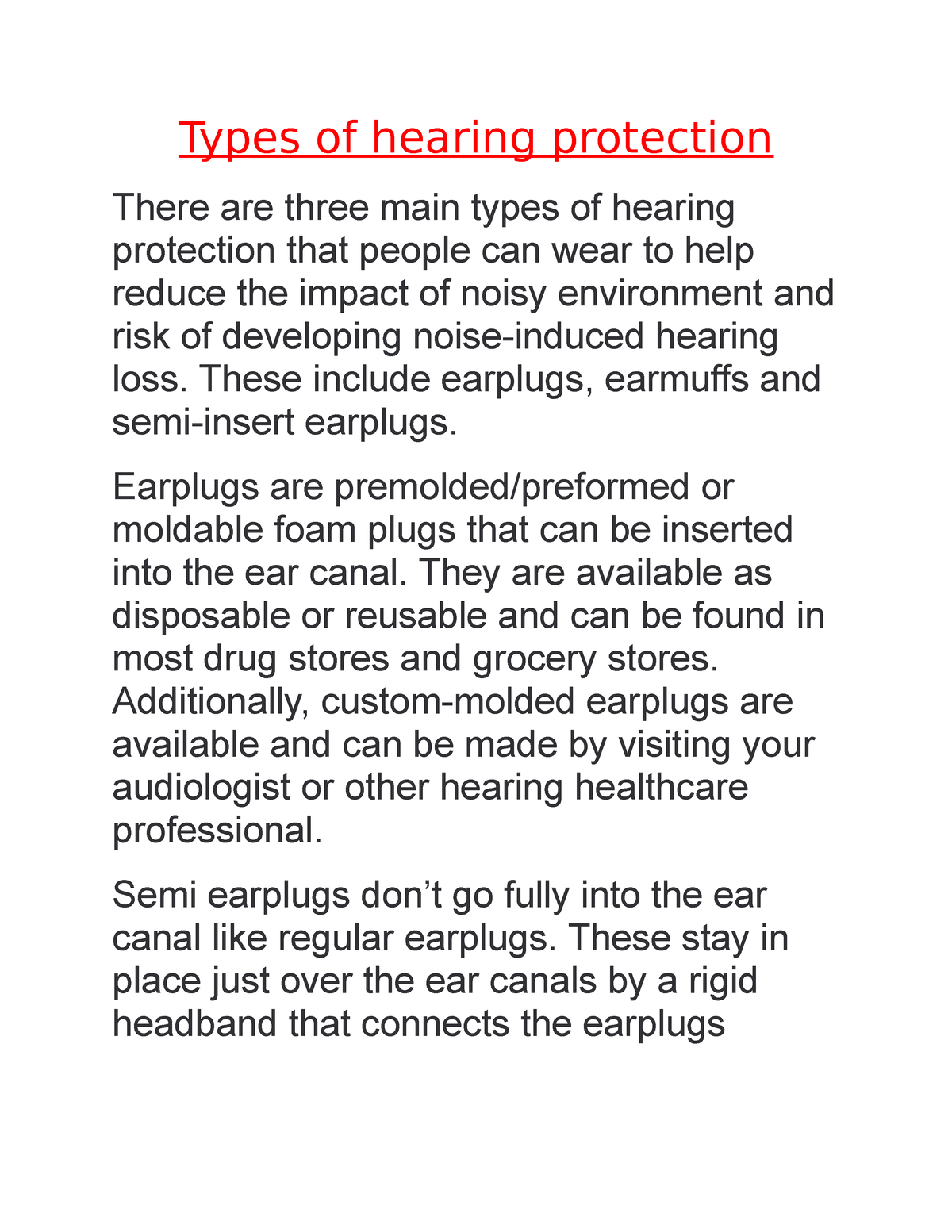 Types Of Hearing Protection - Types Of Hearing Protection There Are ...