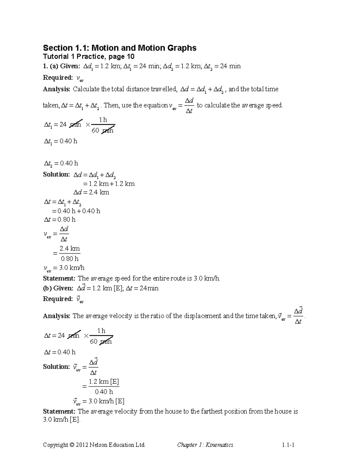 Phys12 Section 1 1 - Physics Answers For Physics - Section 1: Motion ...