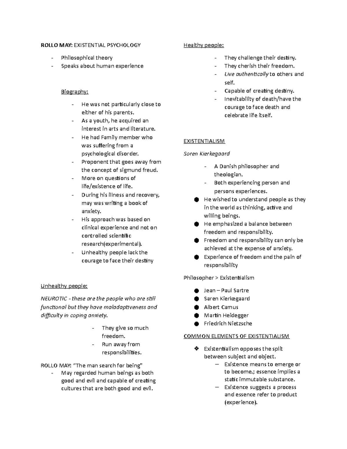 Rollo-may - lecture notes: rollo may - ROLLO MAY: EXISTENTIAL ...