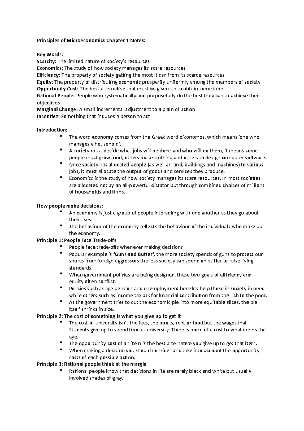 Principles of Economics Chapter 1 Notes - Principles of Microeconomics ...